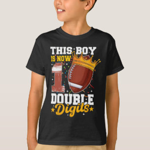 This Boy Now 10 Double Digits Football 10 Years Ol T-Shirt