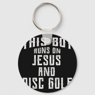 This Boy Runs On Jesus And Disc Golf Christian Gif Key Ring