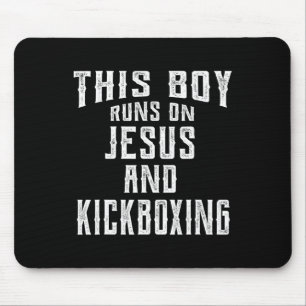 This Boy Runs On Jesus And Kickboxing Christian Gi Mouse Mat
