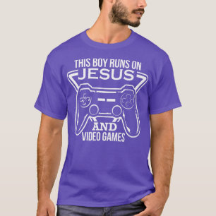 This Boy Runs On Jesus and Video Games Christian T-Shirt