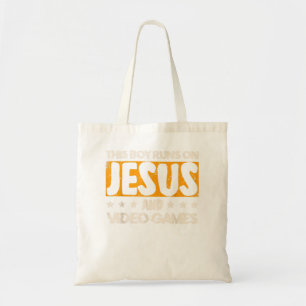 This Boy Runs On Jesus And Video Games for a Gamer Tote Bag