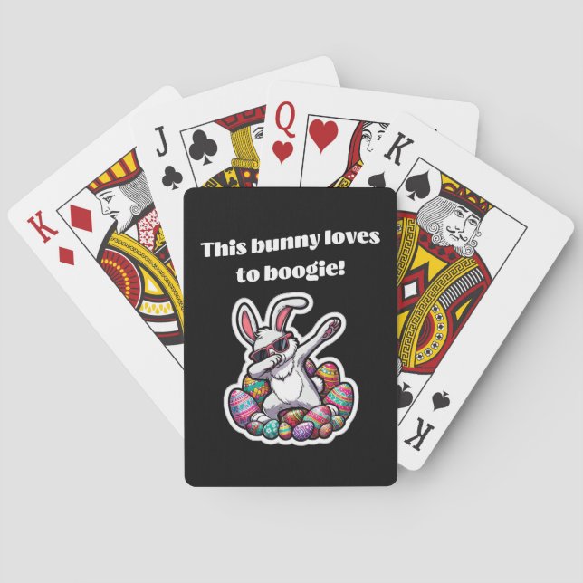 This bunny loves to boogie! playing cards (Back)
