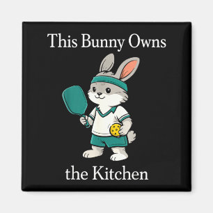 This bunny owns the kitchen funny pickleball playe magnet