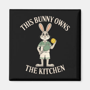 This bunny owns the kitchen rabbit humor picklebal magnet