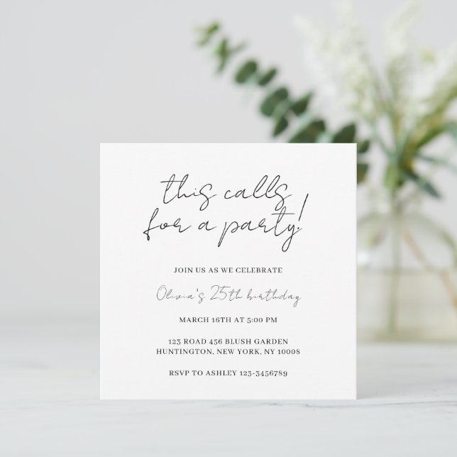 This Calls for a Party Editable Invitation Templat (Standing Front)