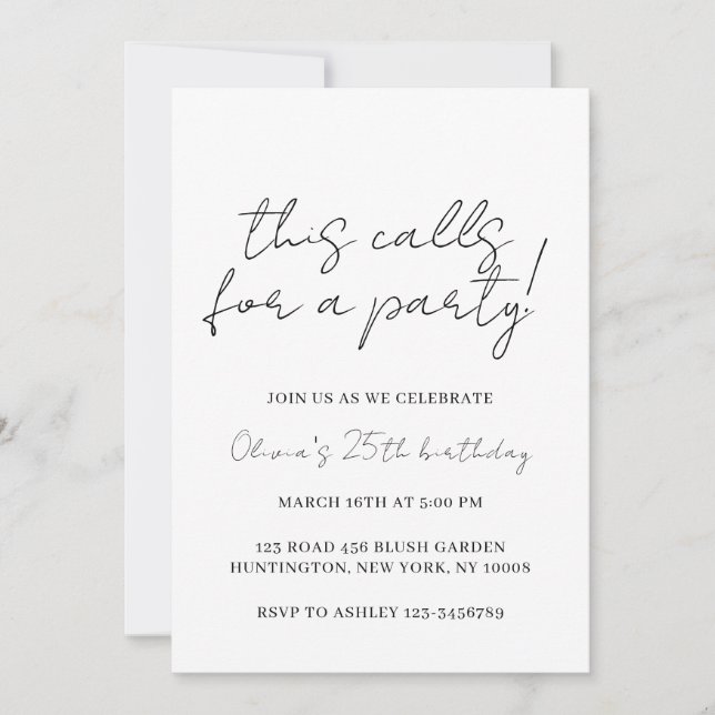 This Calls for a Party Editable Invitation Templat (Front)