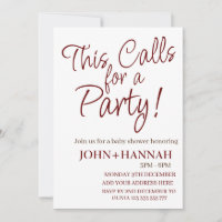  This Calls For a Party Funny Co-ed Baby Shower 