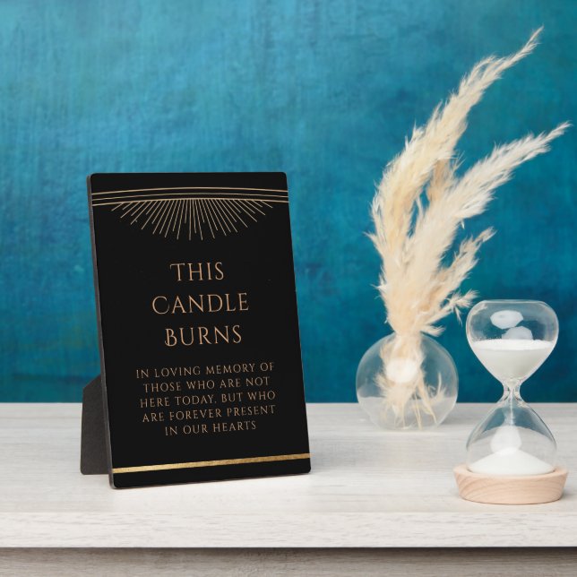 This Candle Burns Black Gold Sun Moon Star Wedding Plaque (Side)