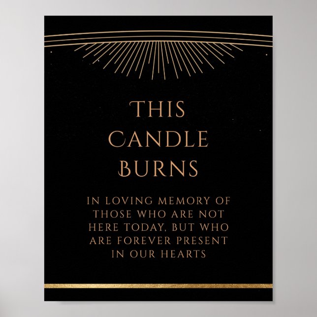 This Candle Burns Black Gold Sun Moon Star Wedding Poster (Front)