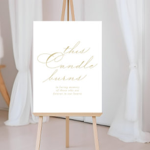 This Candle Burns Elegant Calligraphy Gold Sign