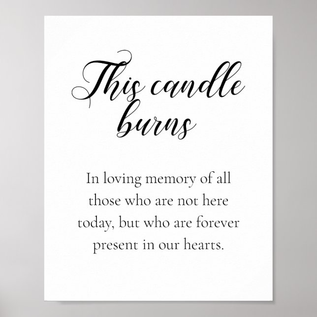 This Candle Burns Forever In Our Hearts Wedding Poster (Front)