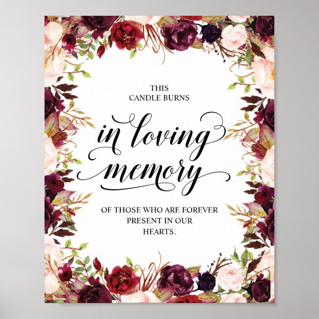 This candle burns in loving memory Memorial Sign (Front)