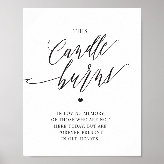 This candle burns in loving memory wedding sign (Front)