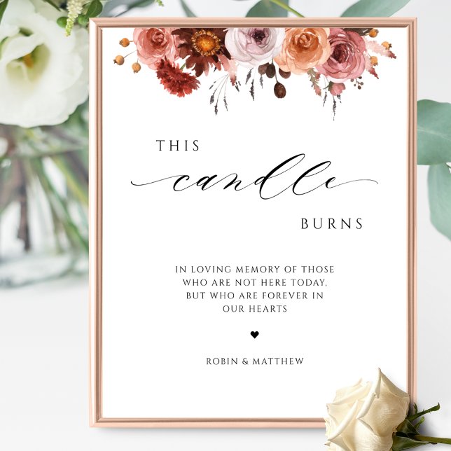 This Candle Burns, In Memory Burgundy Wedding Sign (Creator Uploaded)