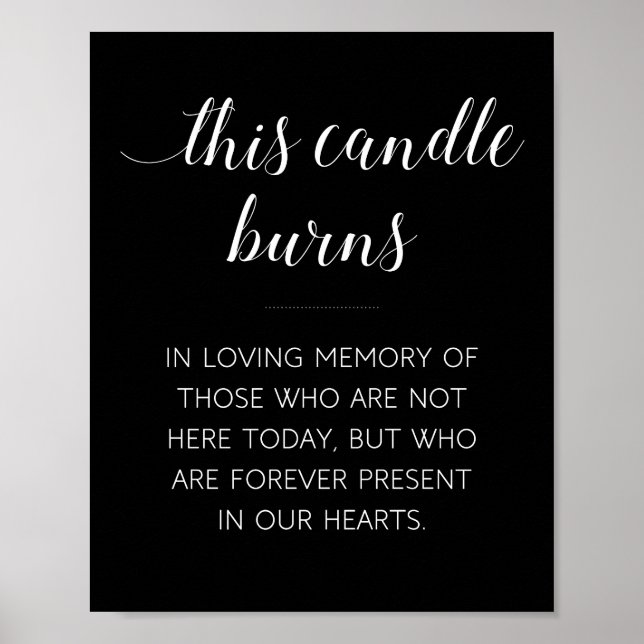This Candle Burns Memorial Wedding Sign Black (Front)