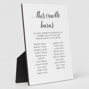 This Candle Burns Names Class Reunion Memorial Plaque