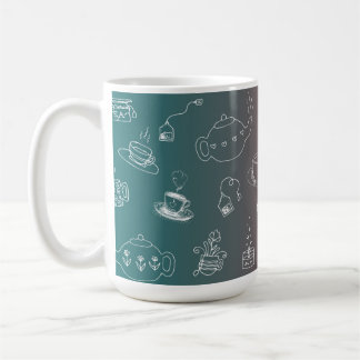 This charming tea and coffee doodle pattern featur mug
