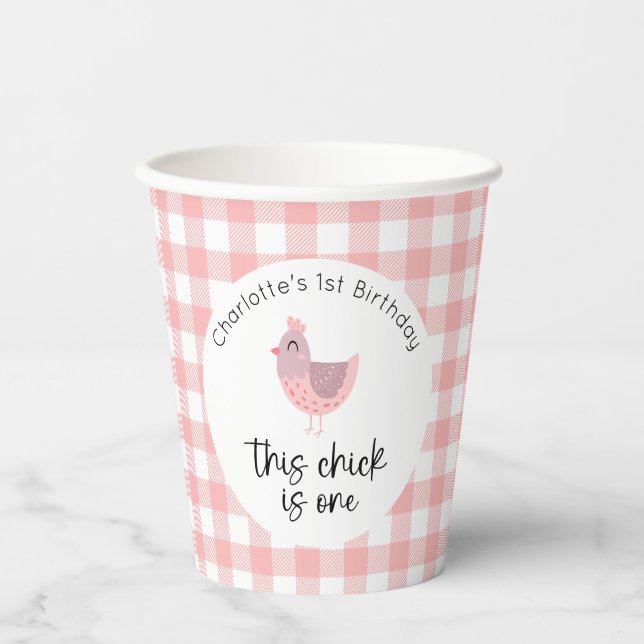 This Chick is One 1st Birthday Paper Cups (Front)