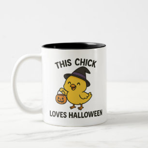 This Chick Loves Halloween Two-Tone Coffee Mug