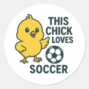 This Chick Loves Soccer Classic Round Sticker