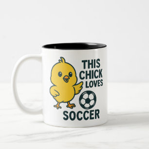 This Chick Loves Soccer Two-Tone Coffee Mug