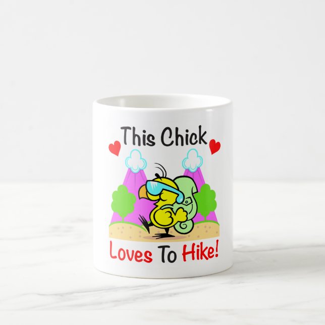 "This Chick Loves To Hike" Drinkware Coffee Mug (Center)