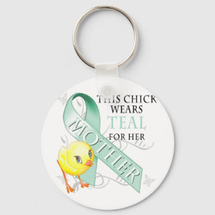 This Chick Wears Teal for her Mother Key Ring