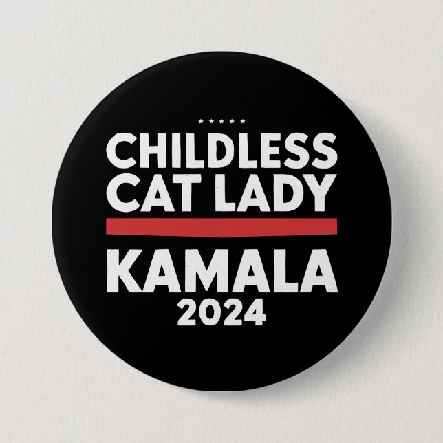 This Childless Cat Lady is Voting Kamala 2024 7.5 Cm Round Badge (Front)