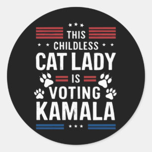 This Childless Cat Lady is Voting Kamala 2024 Classic Round Sticker