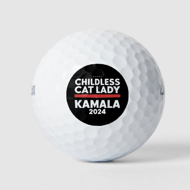This Childless Cat Lady is Voting Kamala 2024 Golf Balls (Front)