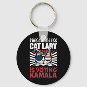 This Childless Cat Lady is Voting Kamala 2024 Key Ring