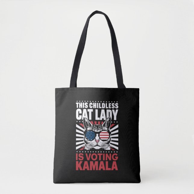 This Childless Cat Lady is Voting Kamala 2024 Tote Bag (Front)