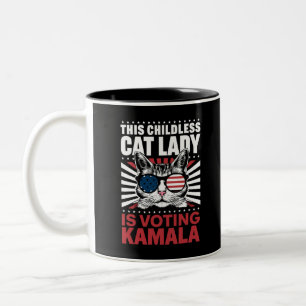 This Childless Cat Lady is Voting Kamala 2024 Two-Tone Coffee Mug