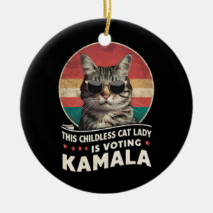 This Childless Cat Lady is Voting Kamala Ceramic Tree Decoration