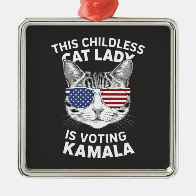 This Childless Cat Lady Is Voting Kamala Election Metal Tree Decoration (Front)