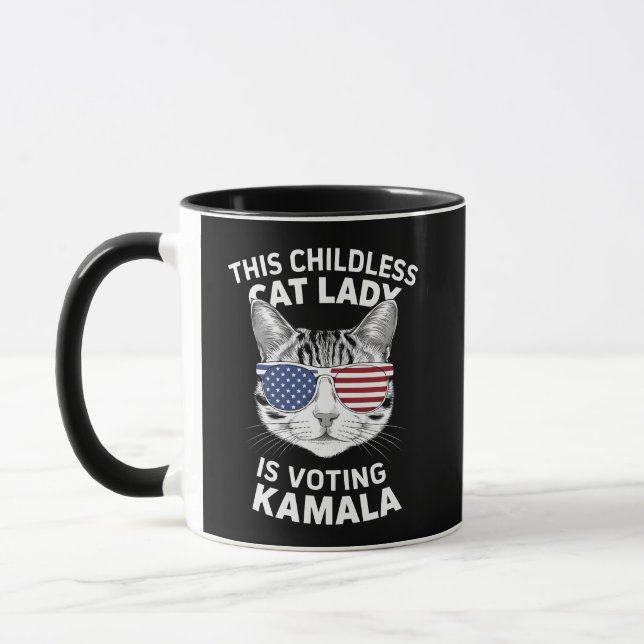 This Childless Cat Lady Is Voting Kamala Election Mug (Left)