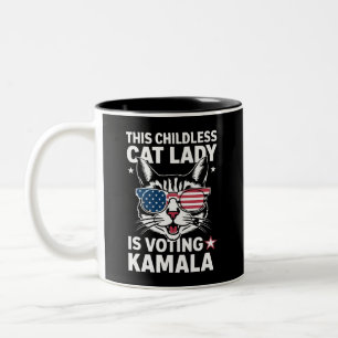 This Childless Cat Lady is Voting Kamala Election Two-Tone Coffee Mug