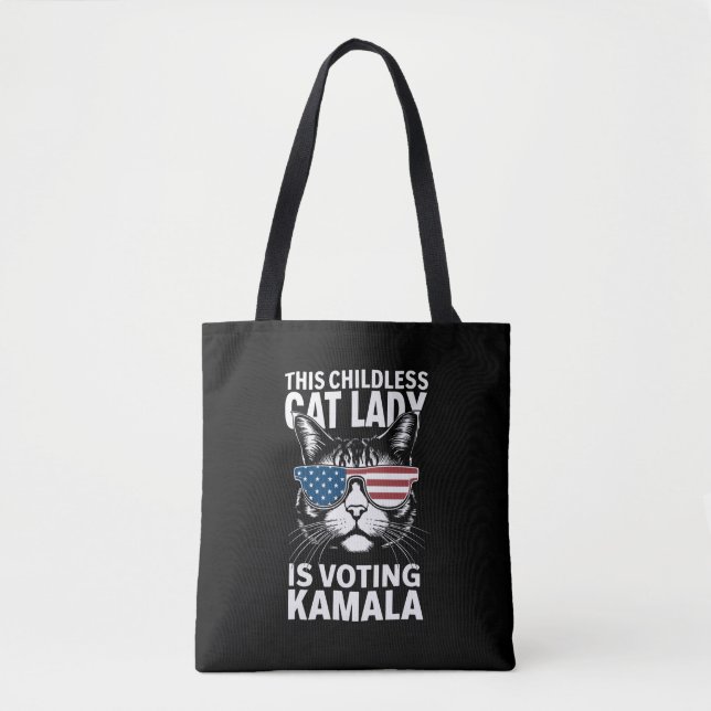 This Childless Cat Lady is Voting Kamala-Harris 24 Tote Bag (Front)