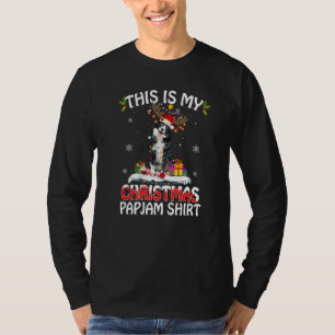 This Christmas Pajama Border Collie Lights Santa R T-Shirt