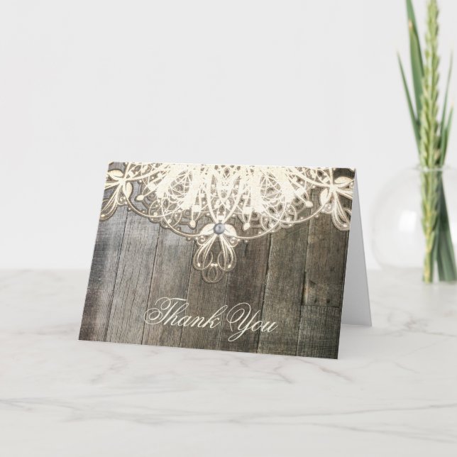 This Country Lace and Wood Rustic Wedding Card (Front)