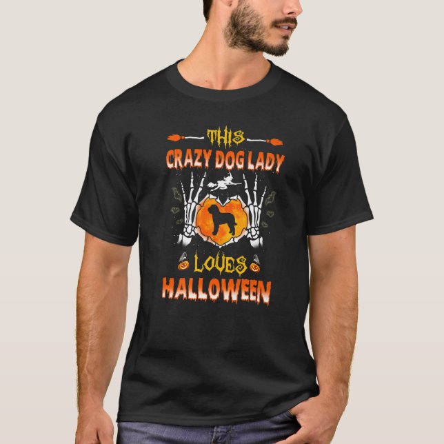 This Crazy Dog Lady Barbet Dog Loves Halloween Cos T-Shirt (Front)