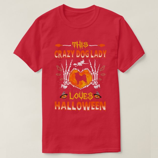 This Crazy Dog Lady Schipperke Loves Halloween Cos T-Shirt (Design Front)