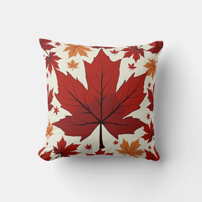 This cushion is filled with lucky maple leaves. (Front)