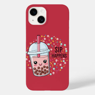 This cute boba tea illustration is bursting with Case-Mate iPhone 14 case