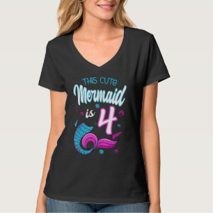This Cute Mermaid Is 4 Birthday Celebration 4th Bd T-Shirt