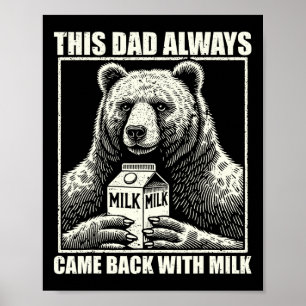 This Dad Always Came Byck With Milk Funny Fathers  Poster