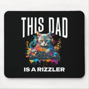 This Dad Has Rizz Cool Dj Cat Rizzler Dad Father's Mouse Mat
