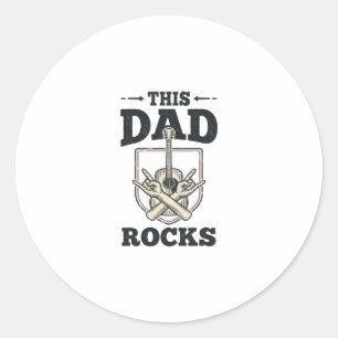 This Dad Rocks Vintage Guitar Dad Shirt Design (3) Classic Round Sticker