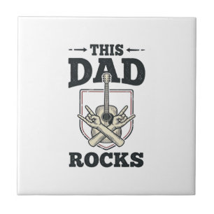 This Dad Rocks Vintage Guitar Dad Shirt Design (3) Tile