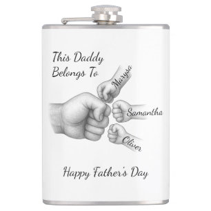This Daddy Belongs To – Gift with Kids' Names - Hip Flask